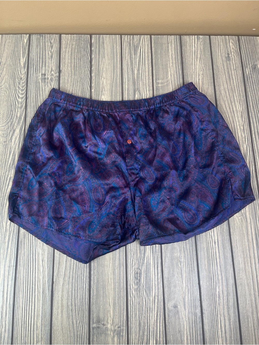 London 100% Silk Boxer Shorts Purple Sz Large